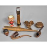 A Collection of Various Treen to include Black Forest, French Novelty Briar Pipe in the Form of a