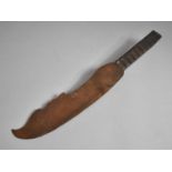 A Copper Hand Crafted Knife/Machete with Stylised Rectangular Grip and Shaped Blade, 20x40cms