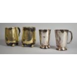 Three Silver Plated Tankards/Measures, Two Examples on Raised Bun Feet with Makers Mark to Base