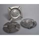 Three Cornish Pewter Ashtrays by James Dixon and Sons Sheffield, All Having Central Circular Discs