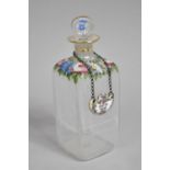 A 19th Century Continental Hand Painted Glass Scent Bottle with Floral Decoration together with a