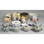 A Collection of Various Ceramics and Metawares to comprise Lidded Biscuit Barrel Etc