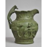A 19th Century Minton Spinach Green Fox and Hound Relief Moulded Jug, Marked Number 20 to Base,