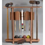 A Vintage Part Croquet Set in Store with Mixed Mallets, One AF