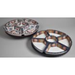 Two Oriental Revolving Lazy Susan Hors D'Oeuvres Dishes