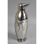 A Novelty Silver Plated Cocktail Shaker in the Form of a Penguin, 22cm High