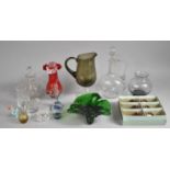 A Collection of Various Glass to Comprise Vases, Jug, Decanter, Sherry Set Etc