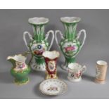 A Collection of Various 19th Century Porcelain to comprise Pair of Large two Handled Vases, Baluster