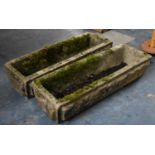 A Pair of Reconstituted Stone Rectangular Planters, 63cm wide