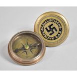 A Reproduction Brass Nazi Compass with Screw Lid and Eagle with Deutsche Reichsbann Inscription, 5.