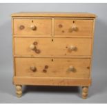 A Stripped Victorian Pine Chest of Two Short and Two Long Drawers on Turned Supports, 81cm Wide