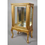 A French Style Gilt Painted Glazed Display Cabinet with Mirrored Back on Cabriole Supports, 65cm