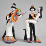 A Pair of Mexican Figural Ornaments, Skeleton Bride and Groom, 28cm high