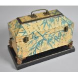A Reproduction Brass Mounted Sarcophagus Shaped Box on Plinth with Painted Oriental Decoration and