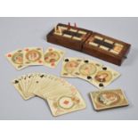 A 19th Century Inlaid Mixed Veneer and Ivory Card and Cribbage Box Containing a Pack of Victorian