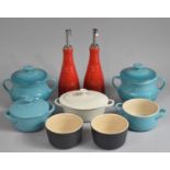 A Collection of Various Le Creuset Items to comprise Small Lidded Pots, Ramekins, Oil and Vinegar