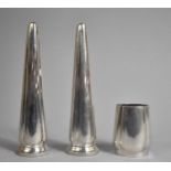 An Early 20th Century Elkington Plate Three Piece Cruet Set, the Salt and Peppers 16.5cm high