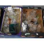 Two Boxes of Coloured and Plain Glassware