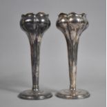 A Pair of Edwardian Silver Plated Bud/Tulip Vases by T & Co., 18cm high