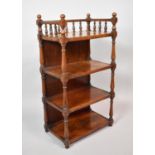 A Late Victorian Four Shelf Rectangular Whatnot with Turned Supports and Galleried Top, 48x31x91cm