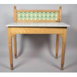 A Late Victorian Marble Topped and Tiled Back Washstand, 92cm wide