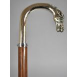 A Late 20th Century Novelty Malacca Walking Cane with Silver Plated Horse Head Handle by First