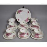 Vale Floral Pattern Tea Set to comprise Cake Plate Six Side Plates, Saucers and Cups, Jugs and Sugar