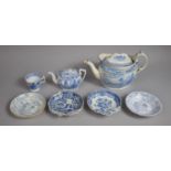 A Collection of Various 19th Century Blue and White Transfer Wares to include Teapot, Miniature