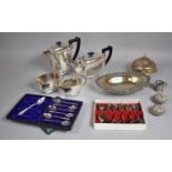 A Collection of Various Silver Plated Items to include Four Piece Tea Service, Cover with Bone