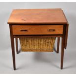 A Mid 20th Century Teak Sewing Table with Fitted Long Drawer and Single Drop Leaf, Wool Slide Under,