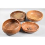 A Collection of Four Turned Treen Bowls, 26cm Diameter