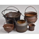 A Collection of Cast iron Glue Pots and Cauldrons