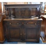 A Mid 20th Century Oak Court Cupboard with Two Centre Drawers Over Cupboard Base, 123cm wide