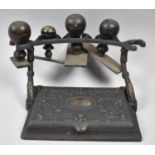 A Late Victorian Desktop Rubber Stamp Set with Hinged Lid to Inkpad, and Complete with Four Office