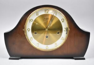 A Mid 20th Century Westminster and Winchester Chime Mantle Clock with Key and In Working Order, Waln