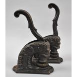 A Pair of Victorian Cast Iron Desktop Embossing Stamps in the Form of Lions, 15cm Long