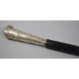 A Silver Topped Victorian Carved Ebony Cane with Import Hallmark for 1892 and Hallmarks from Four