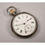 A White Metal Pocket Watch, Backplate Inscribed Fine Silver, Movement in Need of Attention