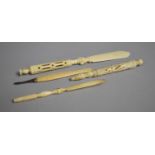 Three Late 19th Century Ivory Stanhopes with Various Views Together with a Ivory Handled Scalpel for