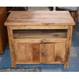 A Late 20th Century Far Eastern Hardwood Side Cabinet with Rectangular Top, Cupboard Doors Warped,