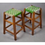 A Pair of Mid 20th Century Woven Topped Rectangular Stools