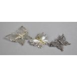 A Collection of Three Silver Butterfly Brooches to include Filigree Example