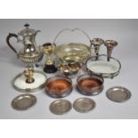 A Collection of Various Silver Plated Items to include WMF Bottle Coaster, Two Gainsborough Bottle