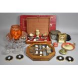 A Collection of Sundries to Include Novelty Thimbles, Cased Minerals and Polished Alabaster etc