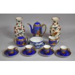 A Collection of Oriental Ceramics to Include Noritake Coffee Set and Pair of Decorated Vase