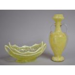 A Late Victorian Vaseline Yellow Glass Basket and a Continental Opaque Glass Yellow Glass Vase