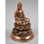 An Oriental Copper Plated Study of Cross Legged Seated Buddha on Lotus Throne, 13cm high