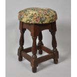 A Mid/Late 20th Century Circular Tapestry Topped Oak Framed Stool, 30cm Diameter