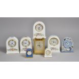 A Collection of Various Ceramic Mantel Clocks by Aynsley together with a President Quartz Brass