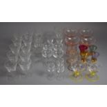 A Collection of Various Glassware to include Set of Four Pink Glass Coupes Etc